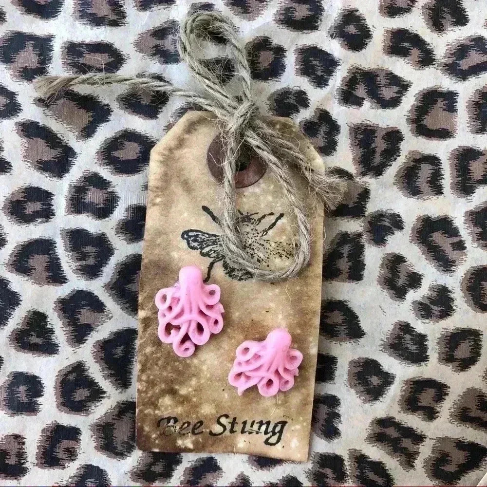 Handmade Pink Octopus Earrings